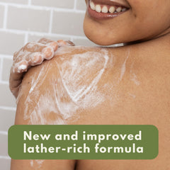 Aveeno Daily Moisturizing Body Wash lather shows creamy texture for comfortable cleansing