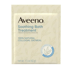 Colloidal oatmeal powder from Aveeno bath treatment ready to dissolve in water