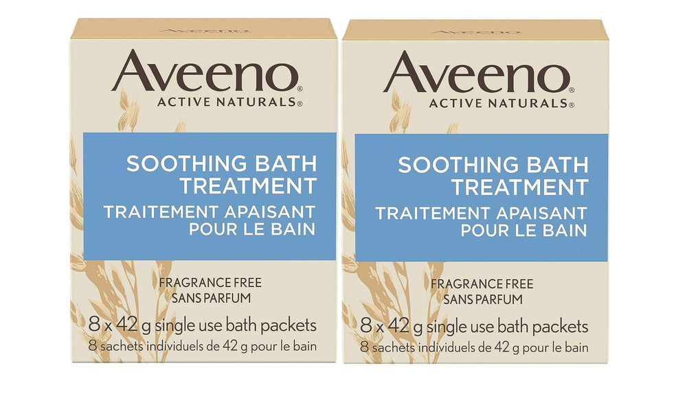 Aveeno fragrance-free soothing bath treatment packets pack of 2 for itchy skin relief