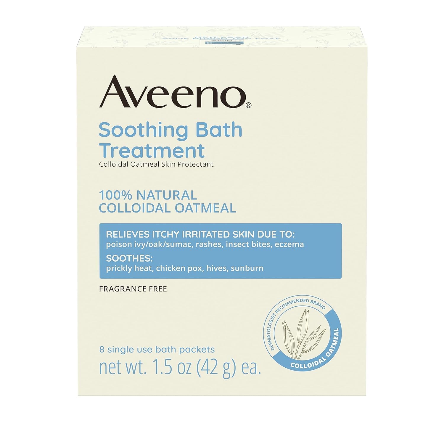 Sensitive-skin friendly Aveeno fragrance-free bath treatment product