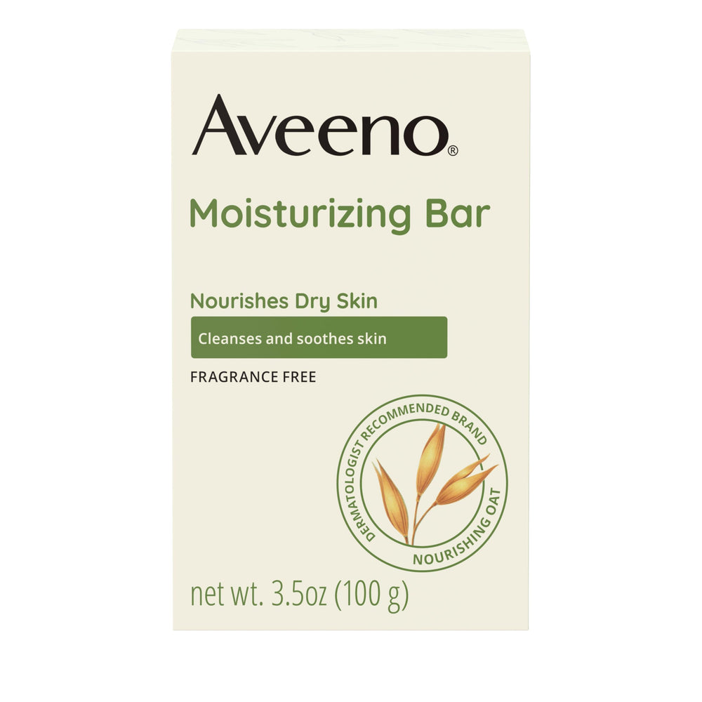 Aveeno gentle moisturizing face cleansing bar pack-8 showing the bundle for daily cleansing.