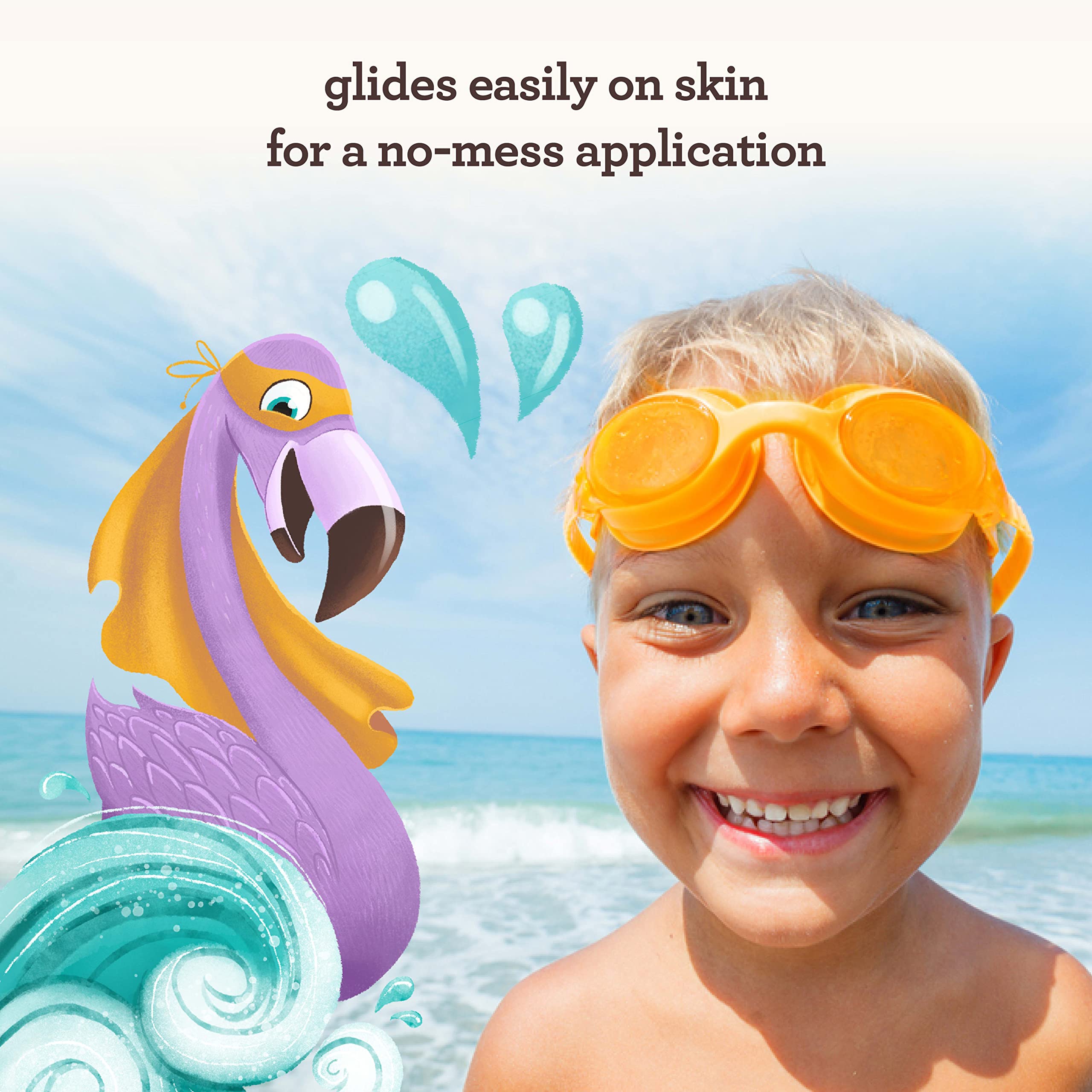 Aveeno Kids sunscreen stick on an arm demonstrating portable skin protection.
