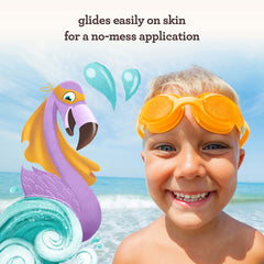 Aveeno Kids sunscreen stick on an arm demonstrating portable skin protection.