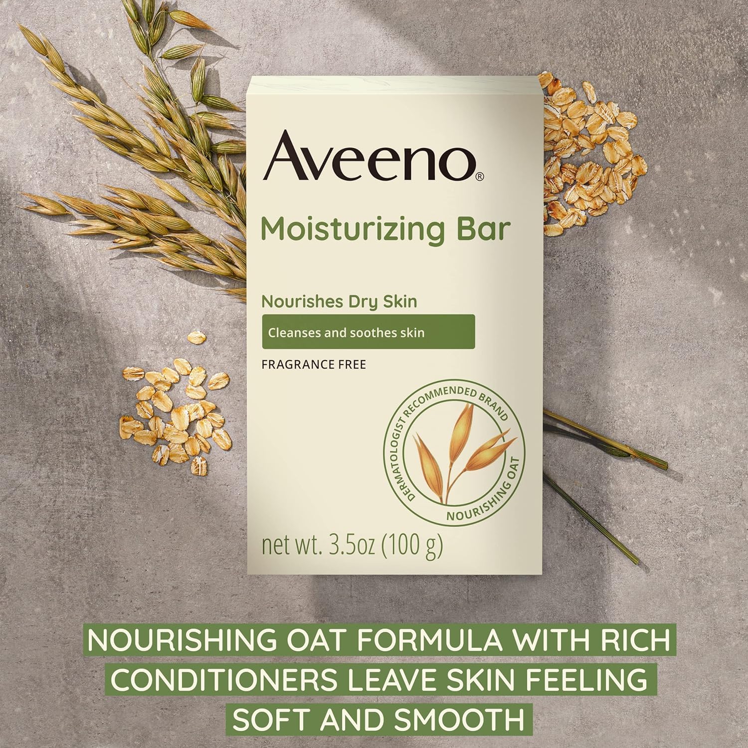 Aveeno moisturizing bar face-lather close-up for gentle cleansing.