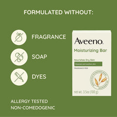Aveeno Moisturizing Bar ph-balanced demonstrates skin-friendly pH for natural barrier