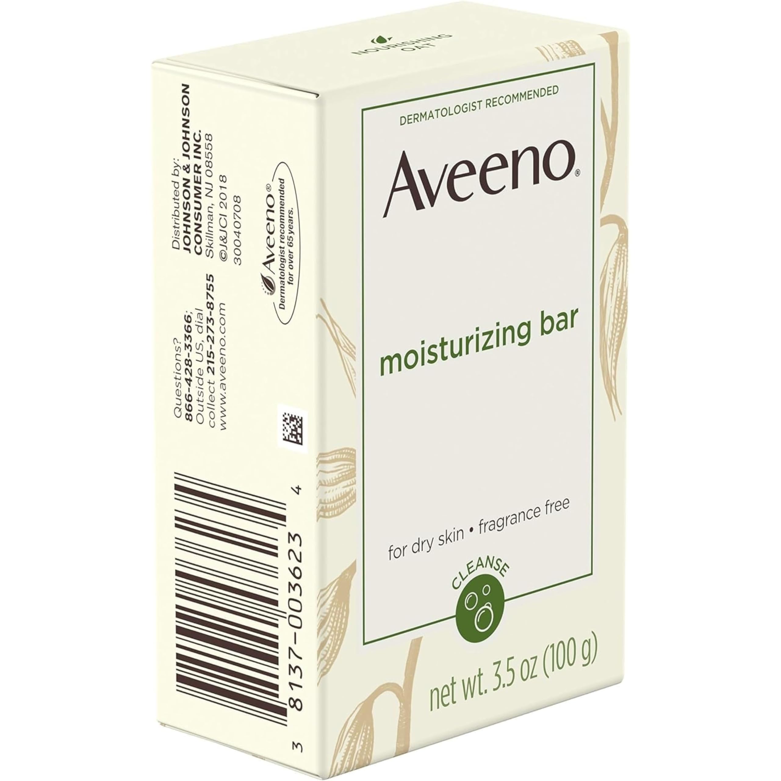 Aveeno moisturizing bar soap-free cleanser for daily use.