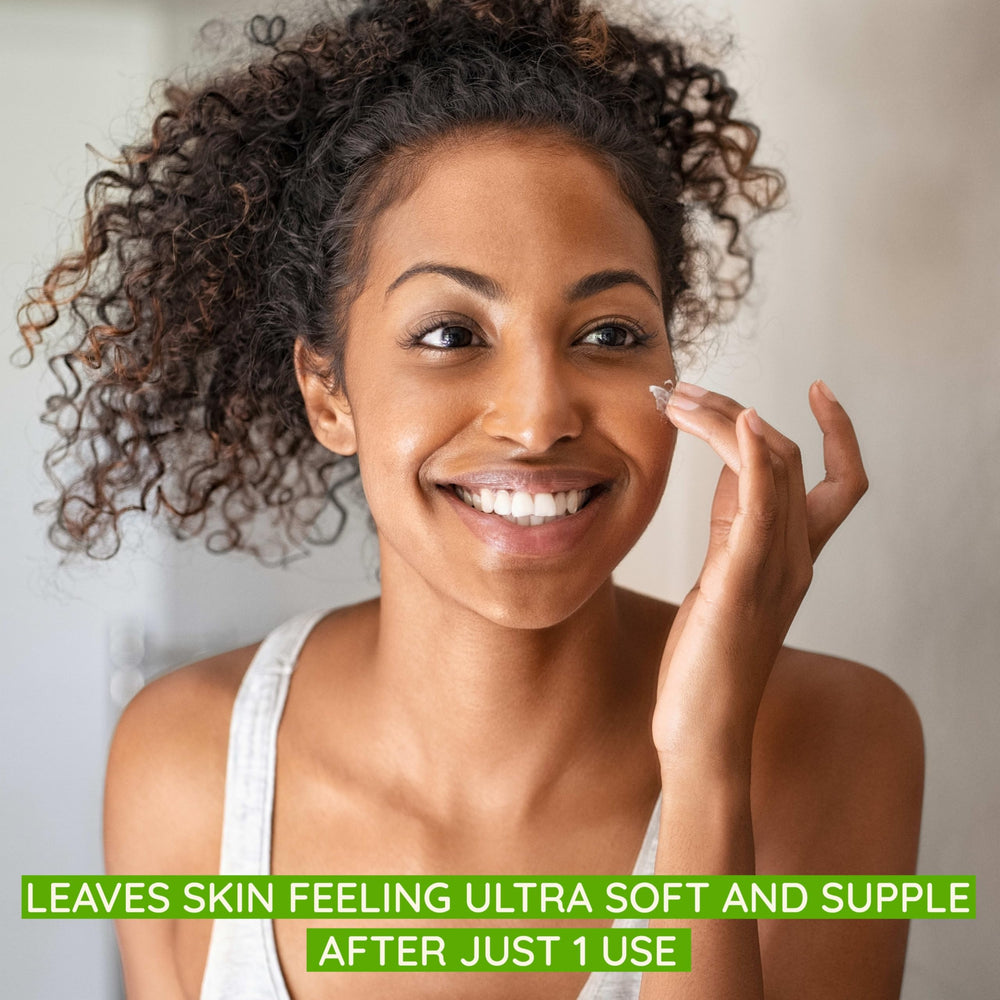 Aveeno Positively Radiant hyaluronic acid bottle highlights deep, lasting hydration.