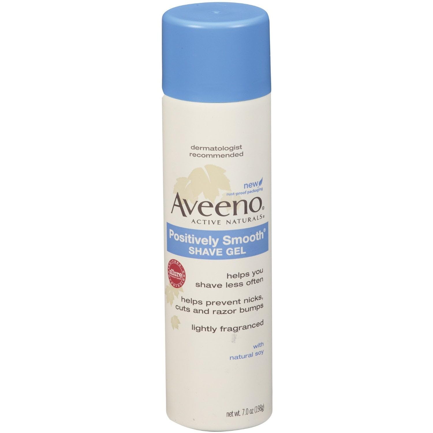 Aveeno Positively Smooth Shave Gel bottle highlighted for smooth glide and moisturized skin.