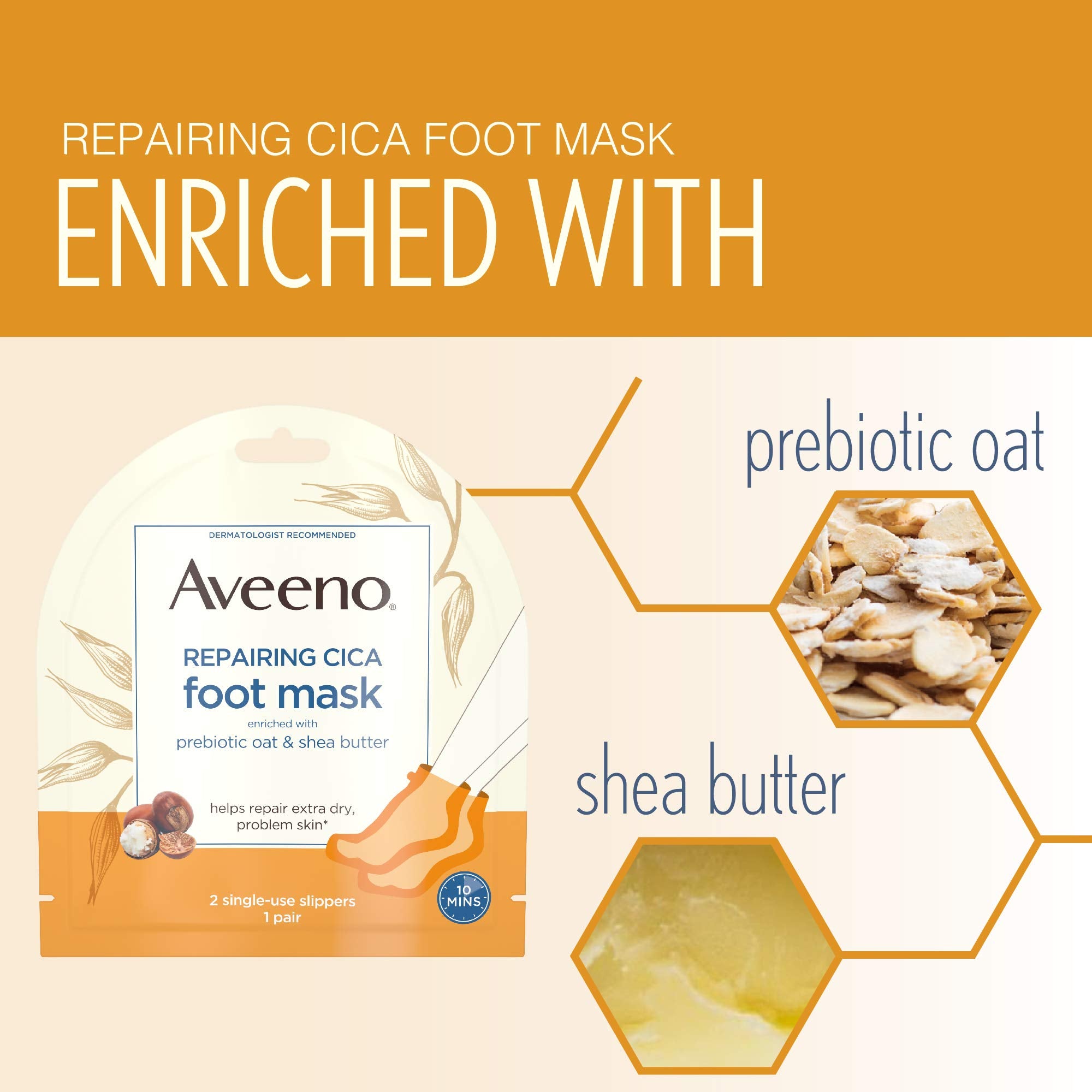 Aveeno Repairing CICA slippers and gloves in use for a quick moisture boost