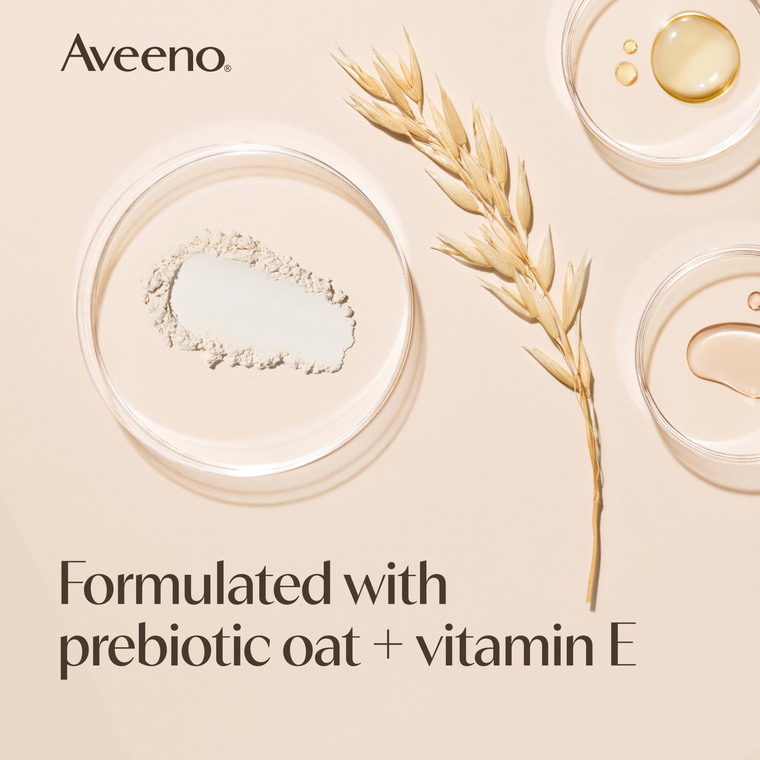 Aveeno next to hand for size comparison showing portable 7 oz benefit