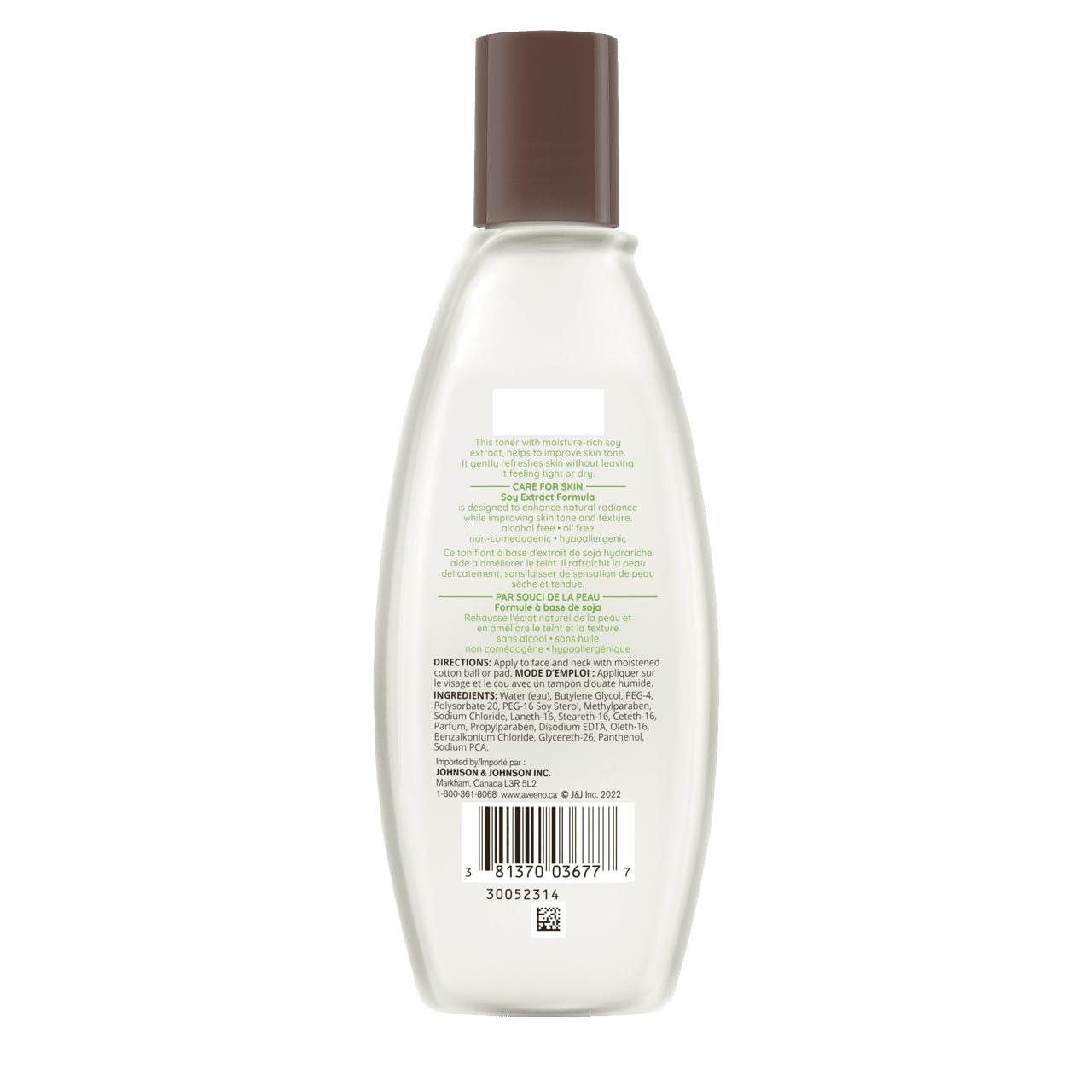 Aveeno toner being applied to clean skin for oil-free toning.
