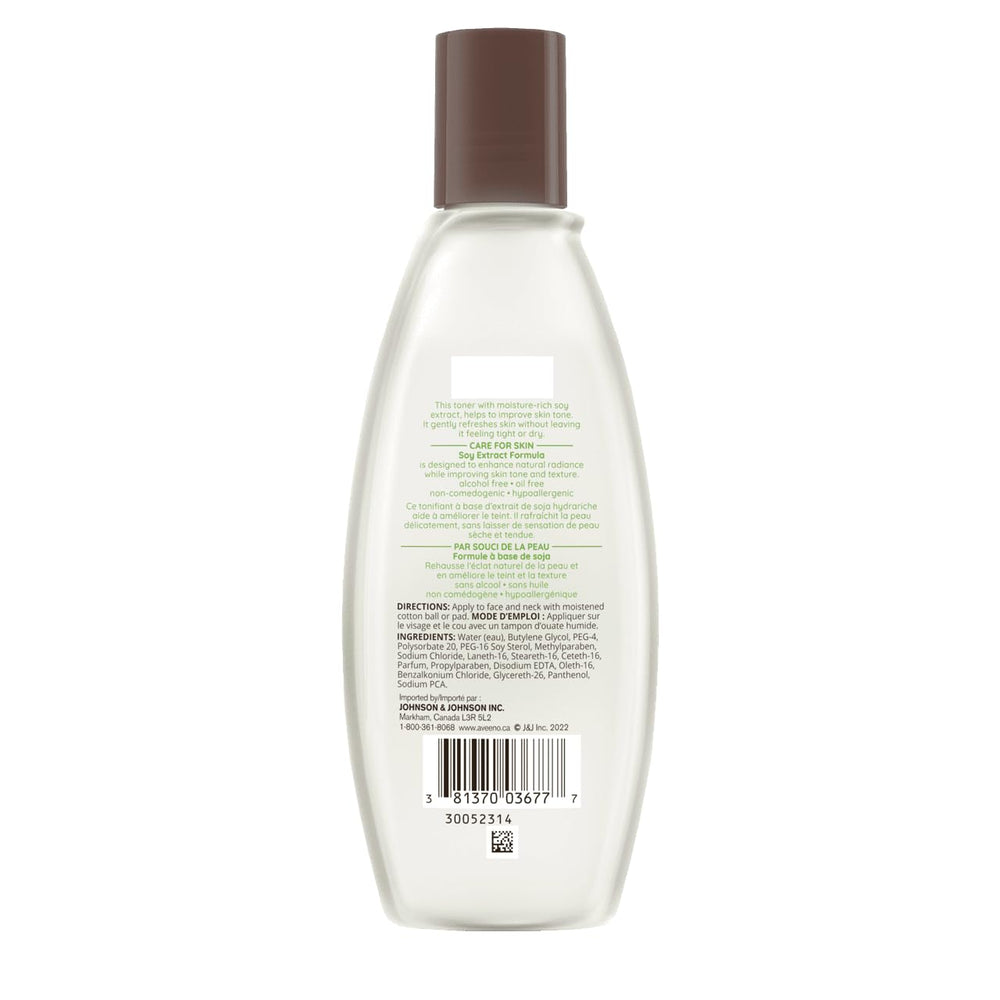 Aveeno toner being applied to clean skin for oil-free toning.