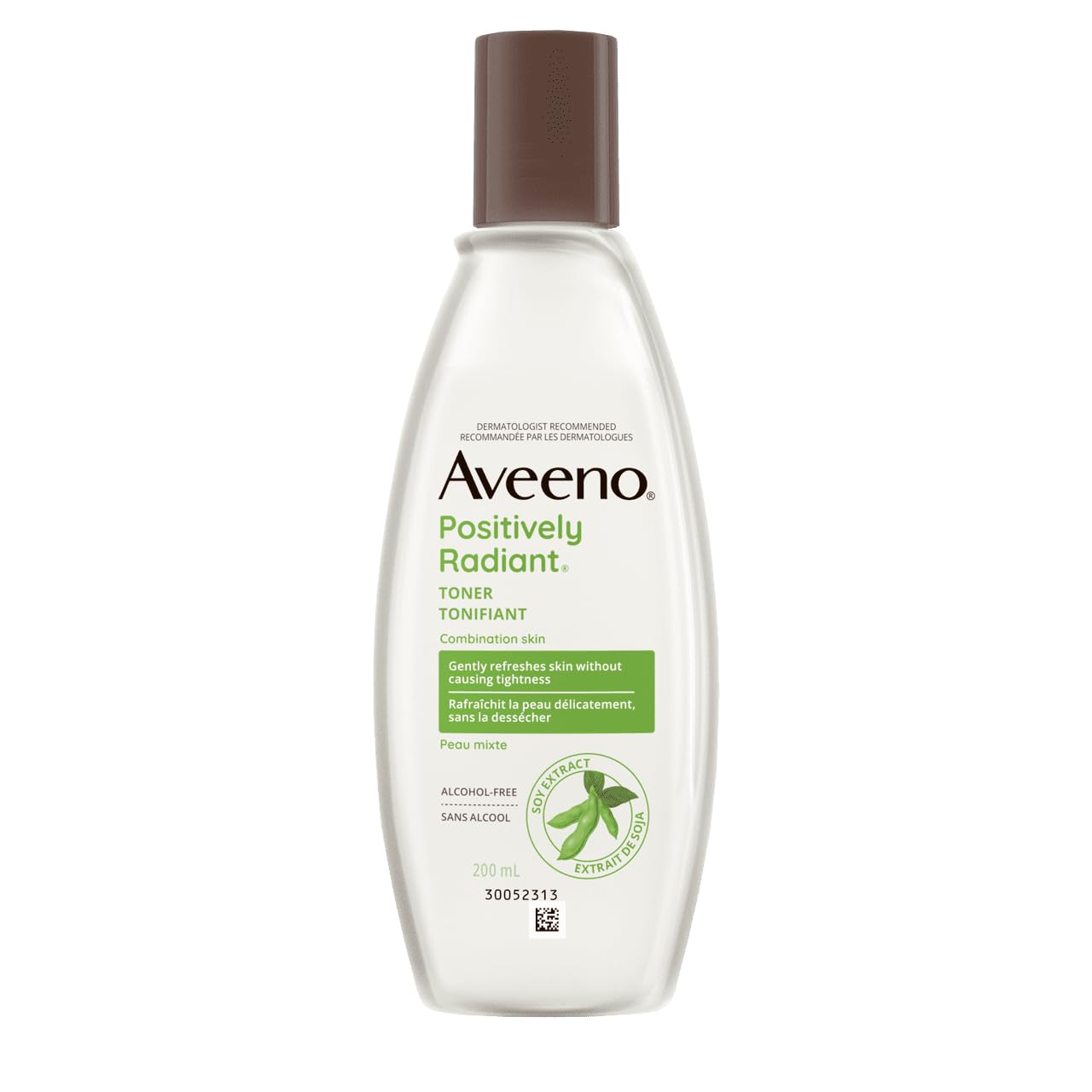 Aveeno Skin Clarifying Toner bottle with soy extract for gentle refreshing.