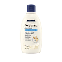 Aveeno Skin Relief Soothing Shampoo bottle front showing gentle relief for dry scalp