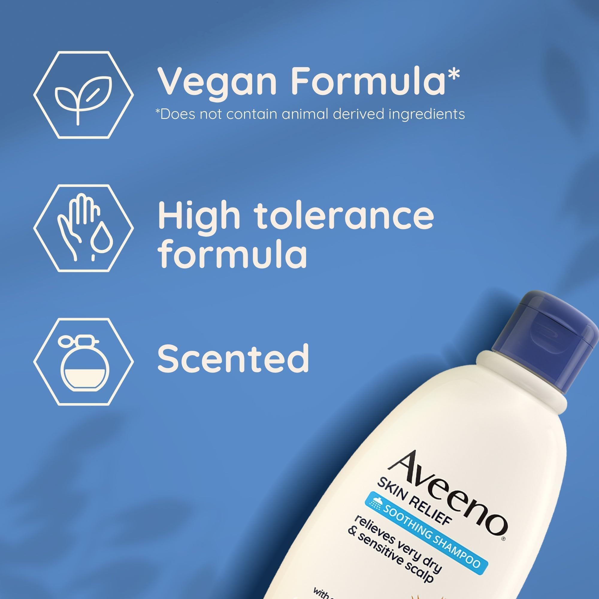 Aveeno Skin Relief Soothing Shampoo lather demonstrates gentle cleansing for sensitive scalp