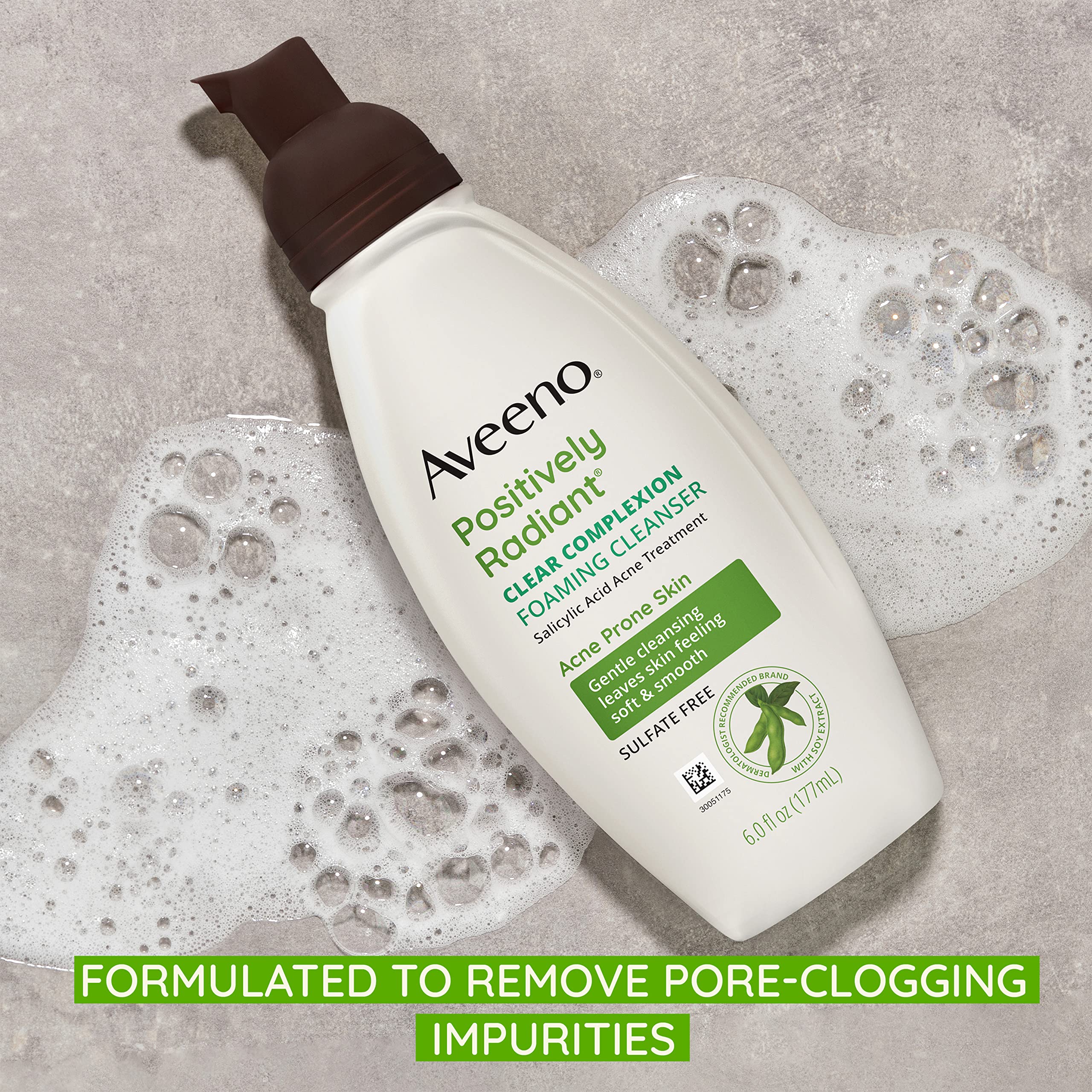 Aveeno soy extracts illustration highlighting soy-enriched formula.