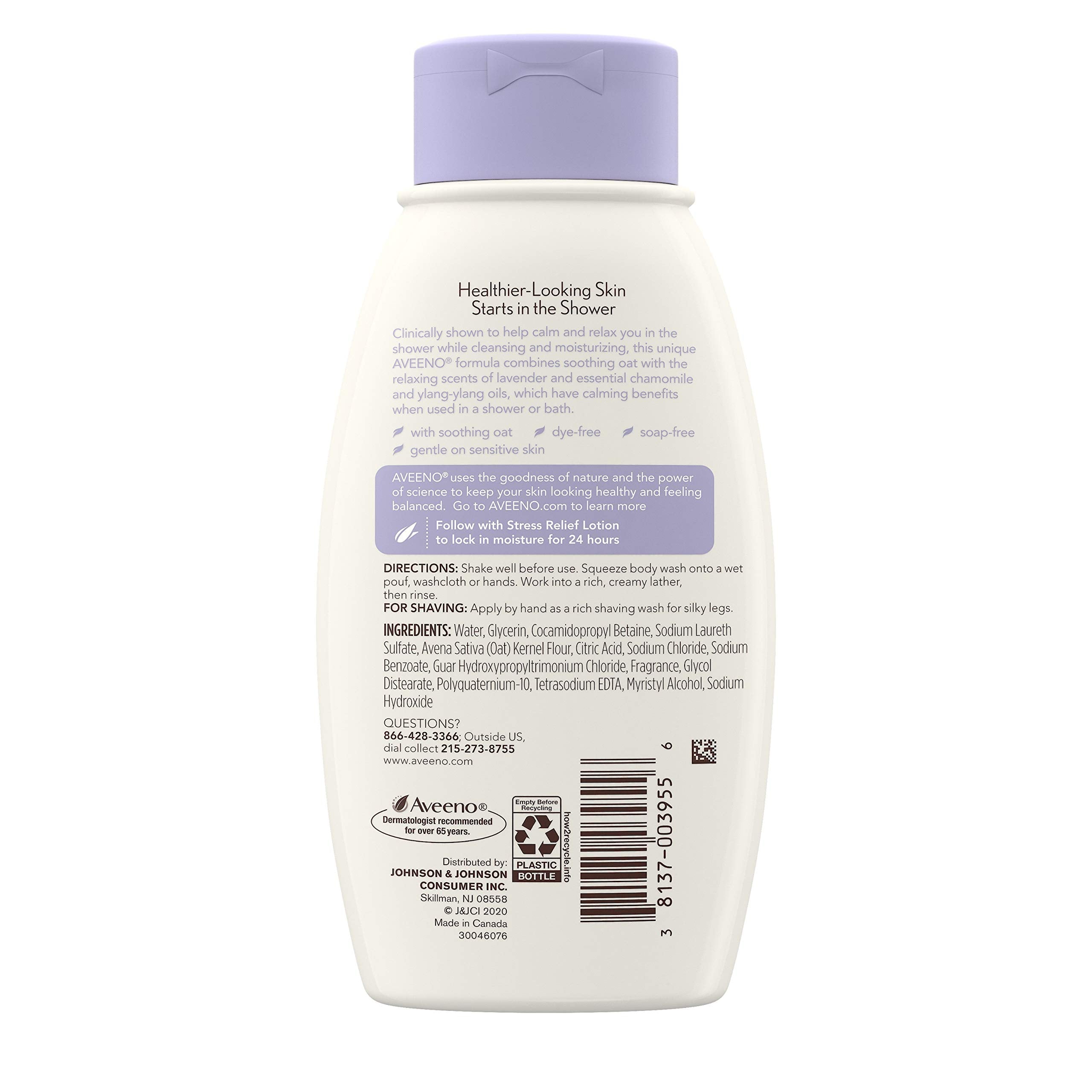 Aveeno Stress Relief Body Wash hypoallergenic and dye-free cleansing