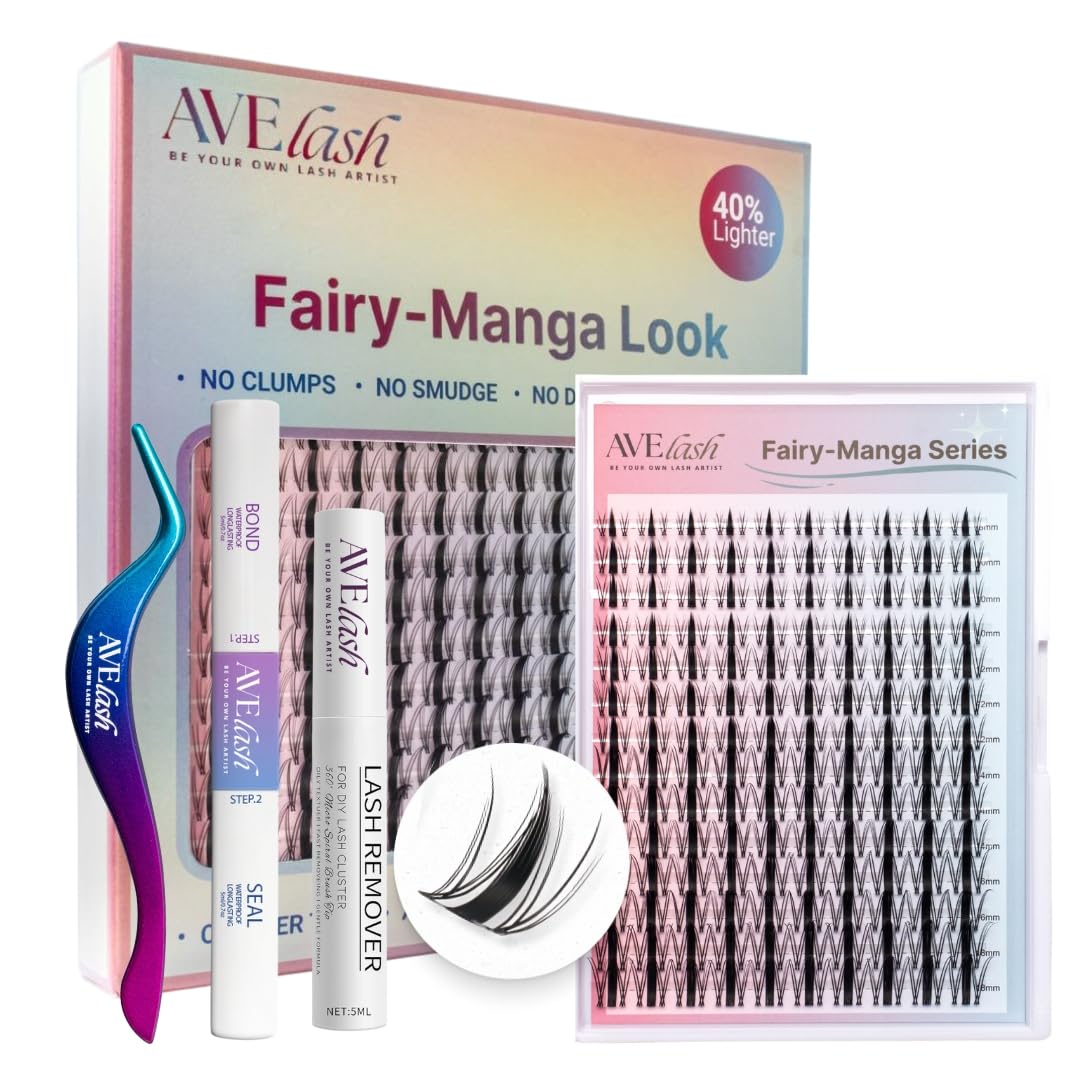 AVELASH Fairy Manga Lash Clusters Kit packaging shown for quick, mess-free upgrade