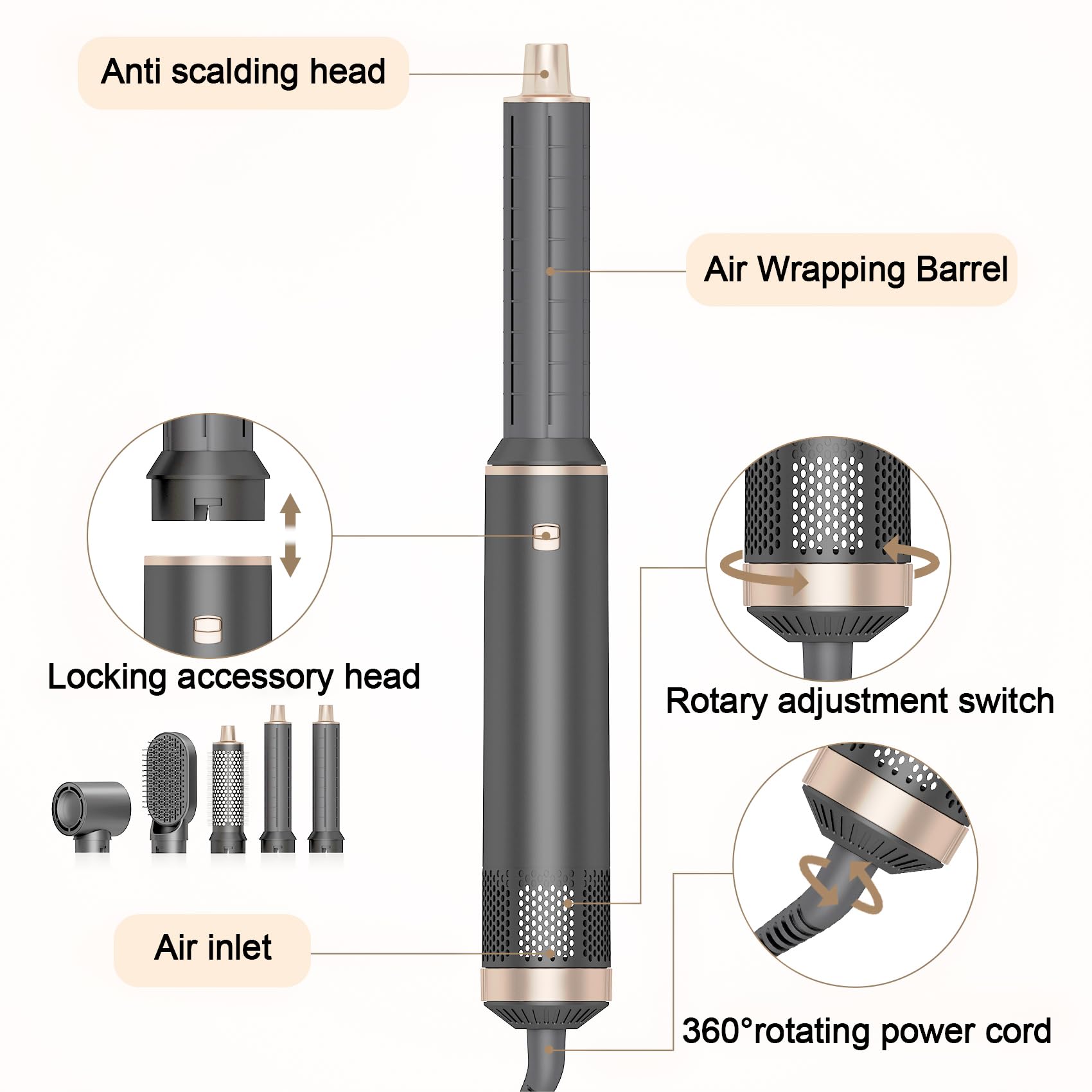 AVENHO detachable attachments travel-friendly design enables professional styling on the go.