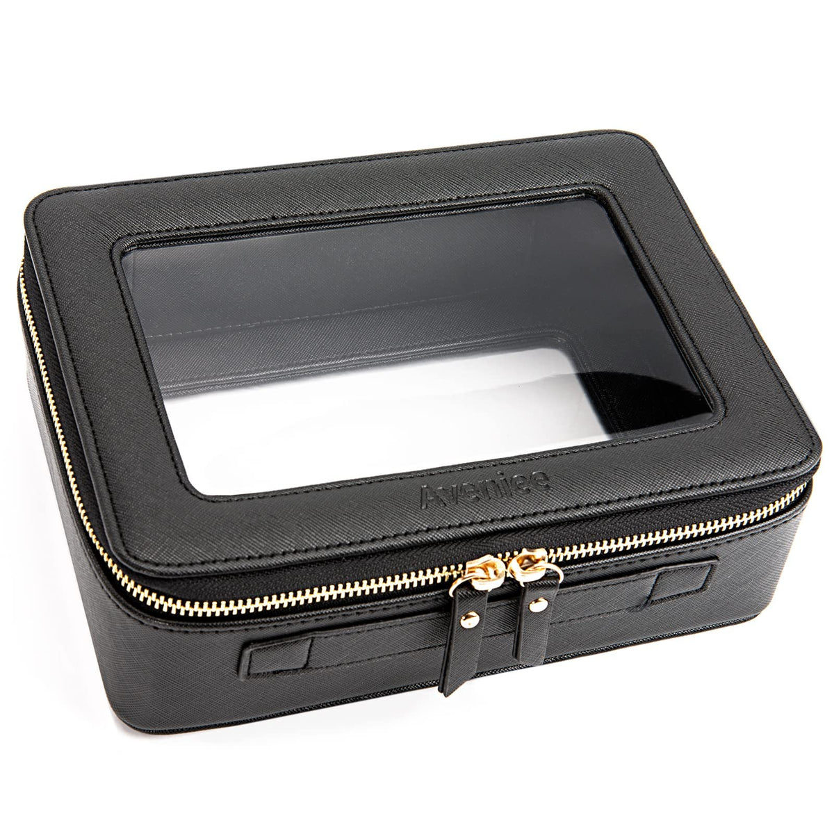 Aveniee clear makeup bag front view for compact, organized travel.