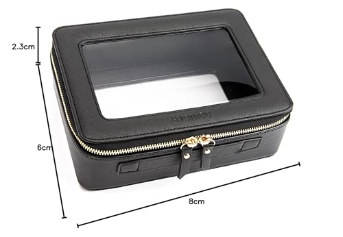 Aveniee clear makeup bag open compartment shows spacious interior for foundations and brushes.