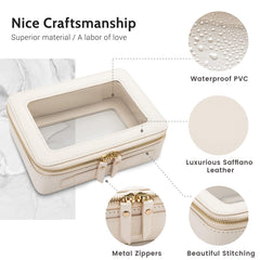 Aveniee Clear Makeup Bag zippers detail emphasizes whisper-quiet operation and secure closure.