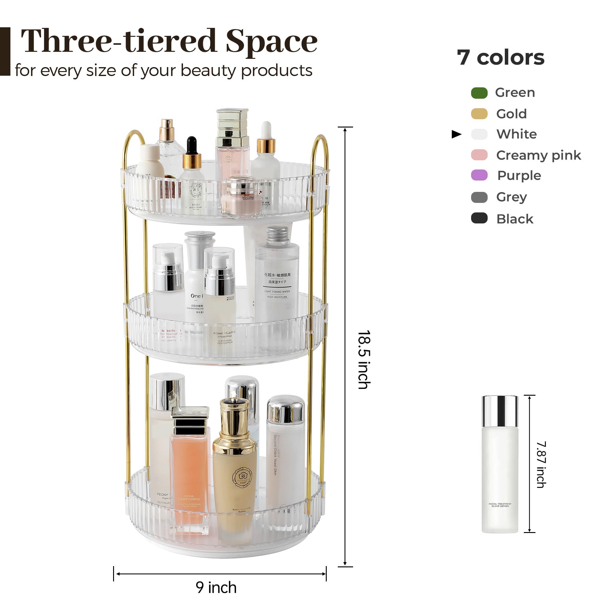 Aveniee clear perfume and cosmetics organizer keeps bottles neatly arranged on a dresser