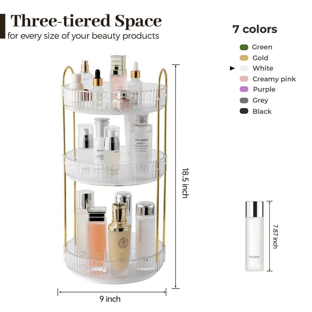 Aveniee clear perfume and cosmetics organizer keeps bottles neatly arranged on a dresser