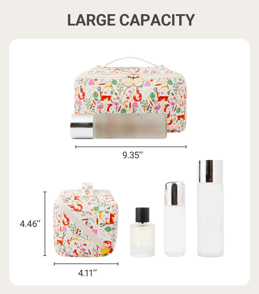 Aveniee travel makeup bag reinforced structure protects delicate tools.