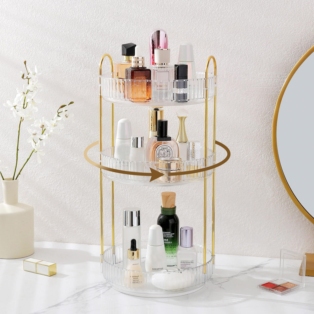Aveniee 3-tier vanity organizer in white for skincare and makeup storage