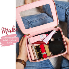 Aveniee waterproof cosmetic pouch demonstrates easy wipe-clean upkeep for messy routines.