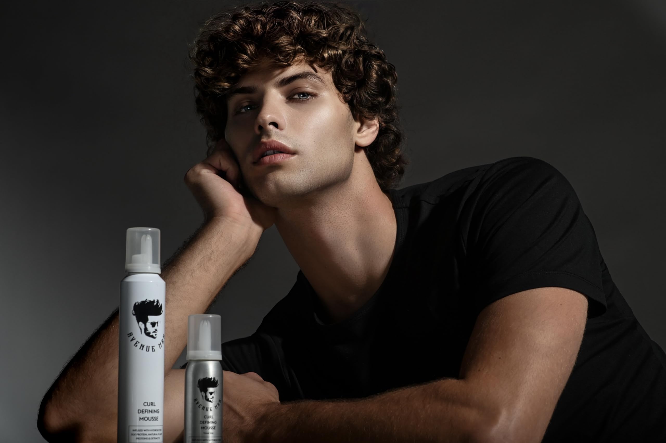 Avenue Man curl mousse packaging label signals a clean, daily-use formula.
