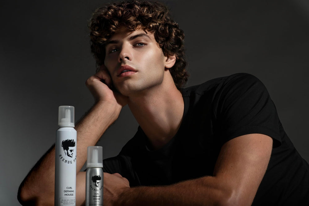 Avenue Man curl mousse packaging label signals a clean, daily-use formula.