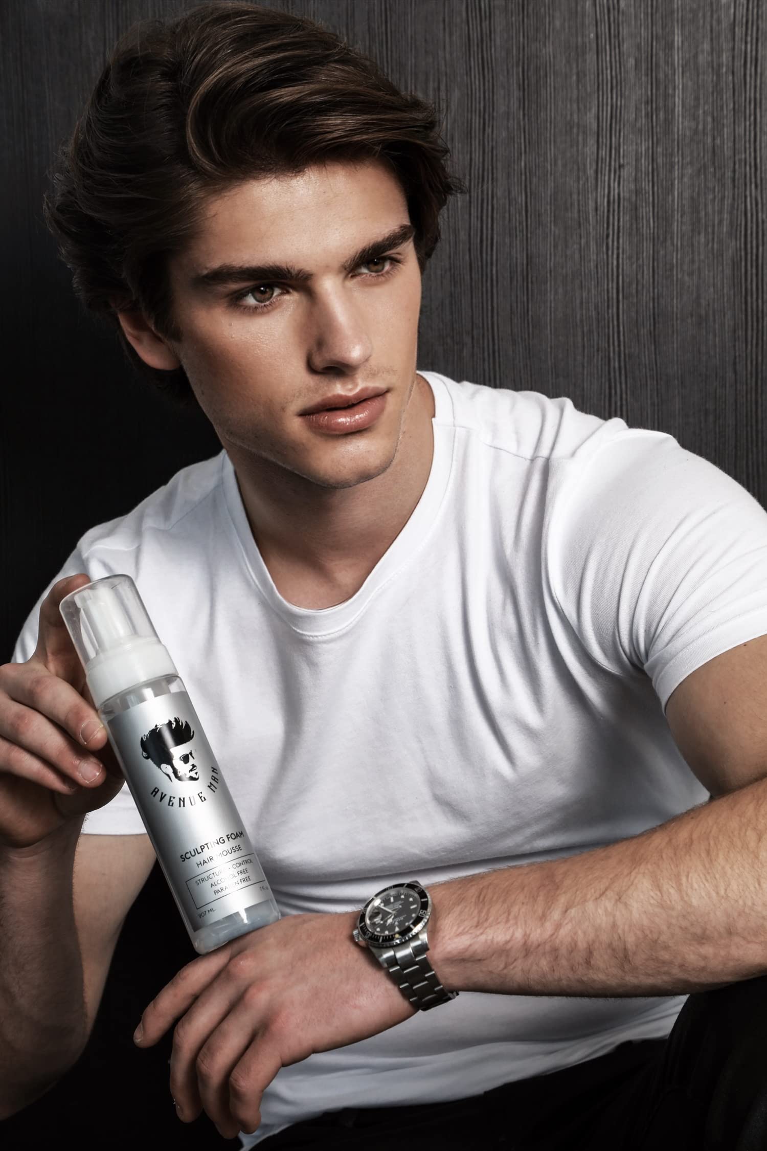 Avenue Man Sculpting Foam used during day-out styling for lift.
