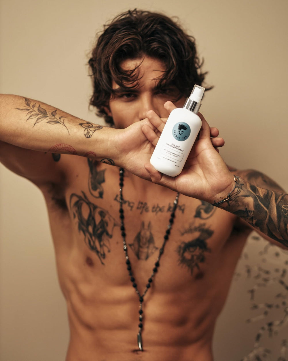 Avenue Man Sea Salt Spray paraben-free label signals clean ingredients.
