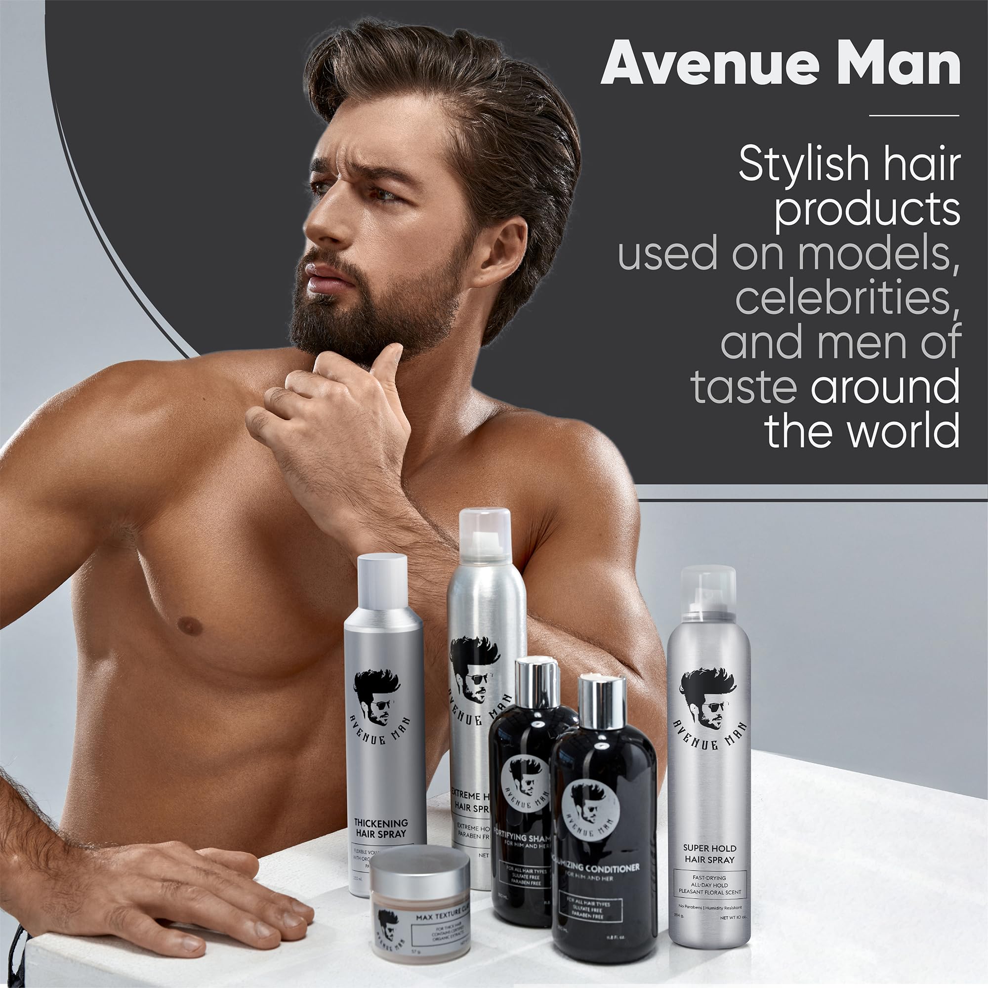 Avenue Man Super Hold dispersion mist delivers a lightweight, residue-free finish that remains restylable
