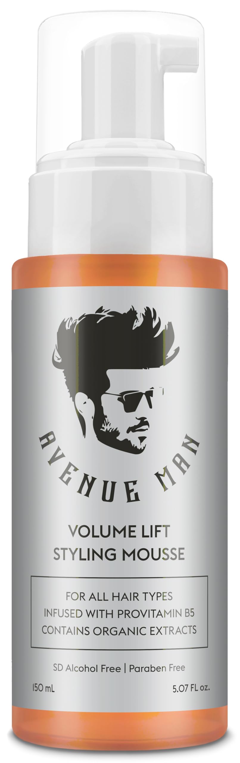 Avenue Man Volume Lift Mousse bottle pour shows easy, precise application for instant root lift