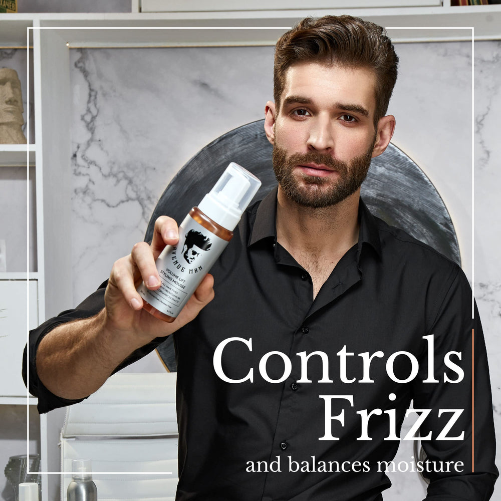 Avenue Man Volume Lift Mousse hold resists wind and heat for lasting style