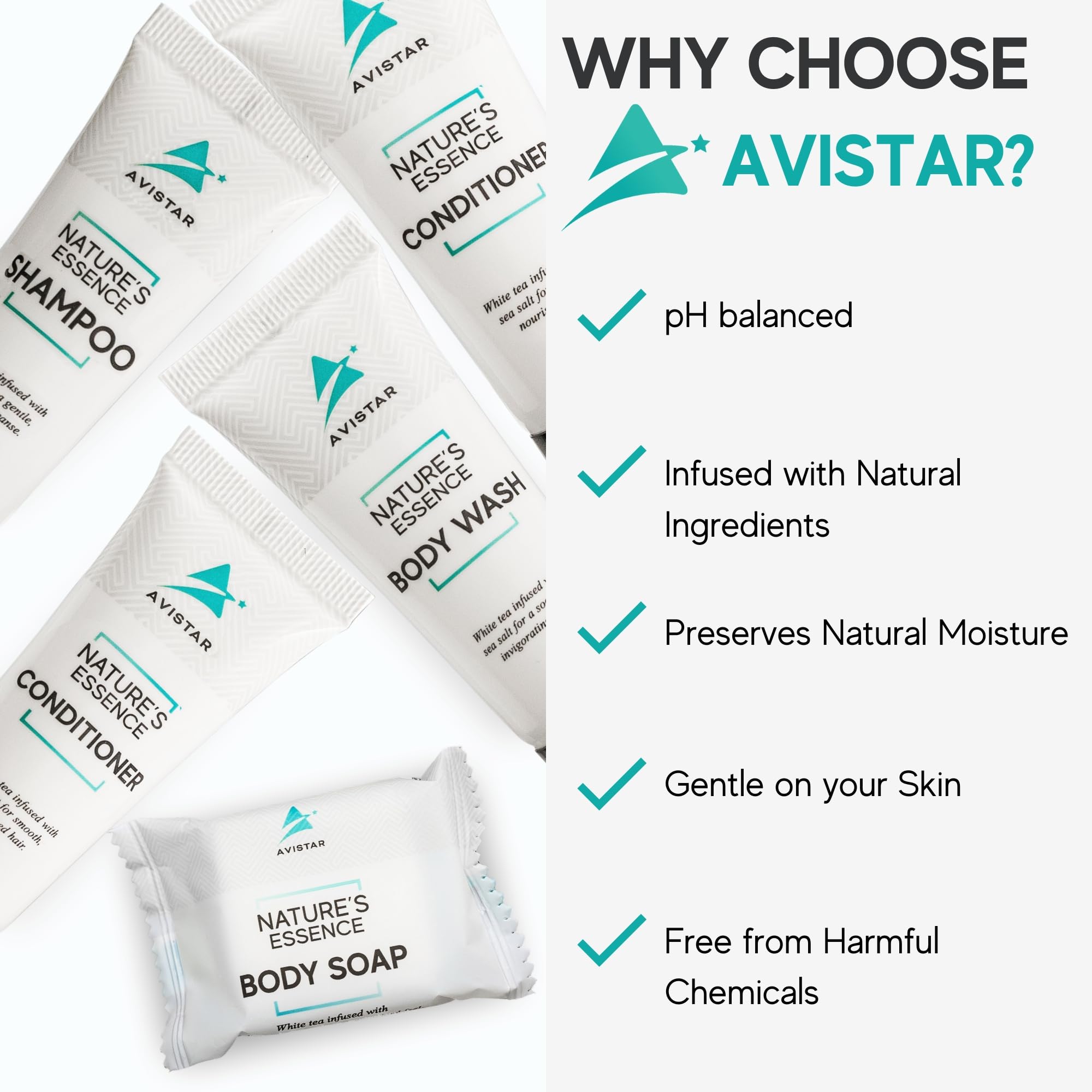 Avistar 180-piece bulk set bathroom display elevates hotel presentation