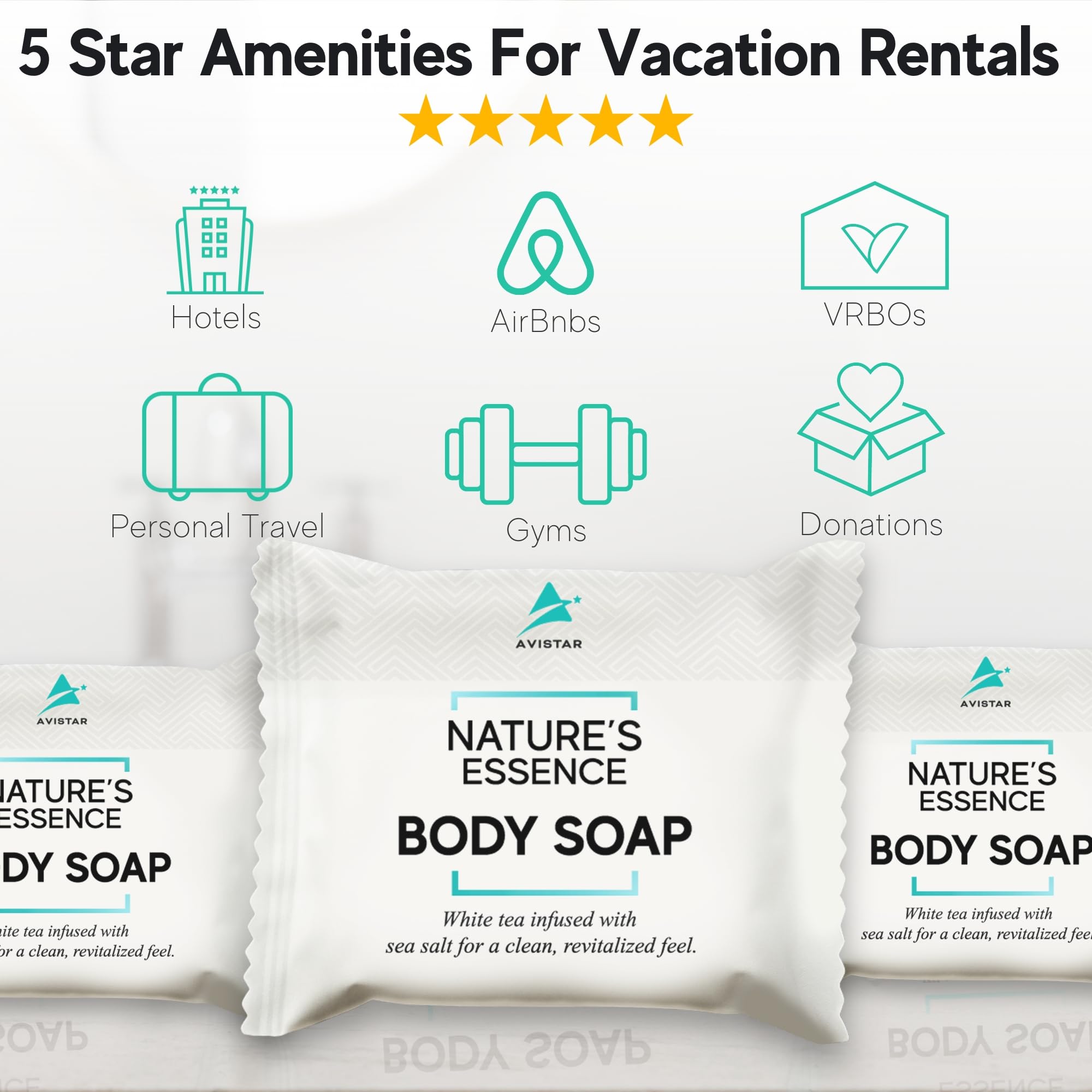 Avistar individually wrapped soap bars ensure hygiene in hospitality.