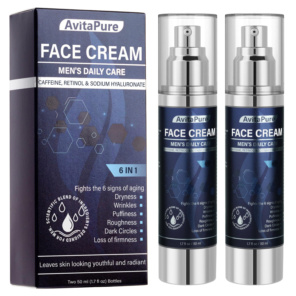 AVITAPURE 6-in-1 face cream pump-dispensing for quick daily hydration
