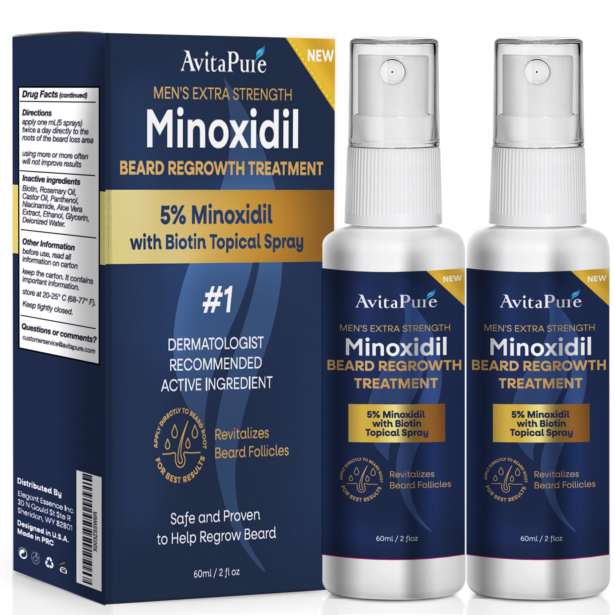 AVITAPURE Minoxidil beard oil bottle pour for easy daily application