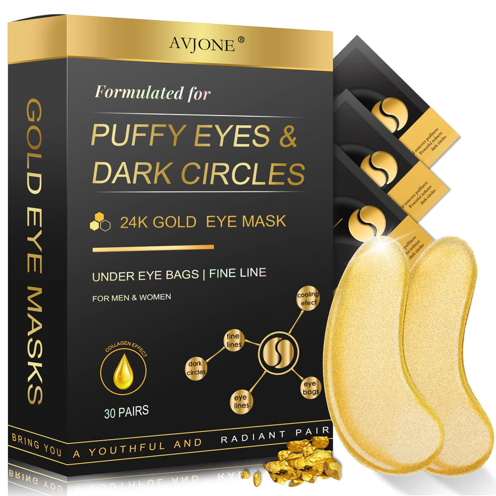 AVJONE 24K gold under eye patches closeup for radiant hydration.