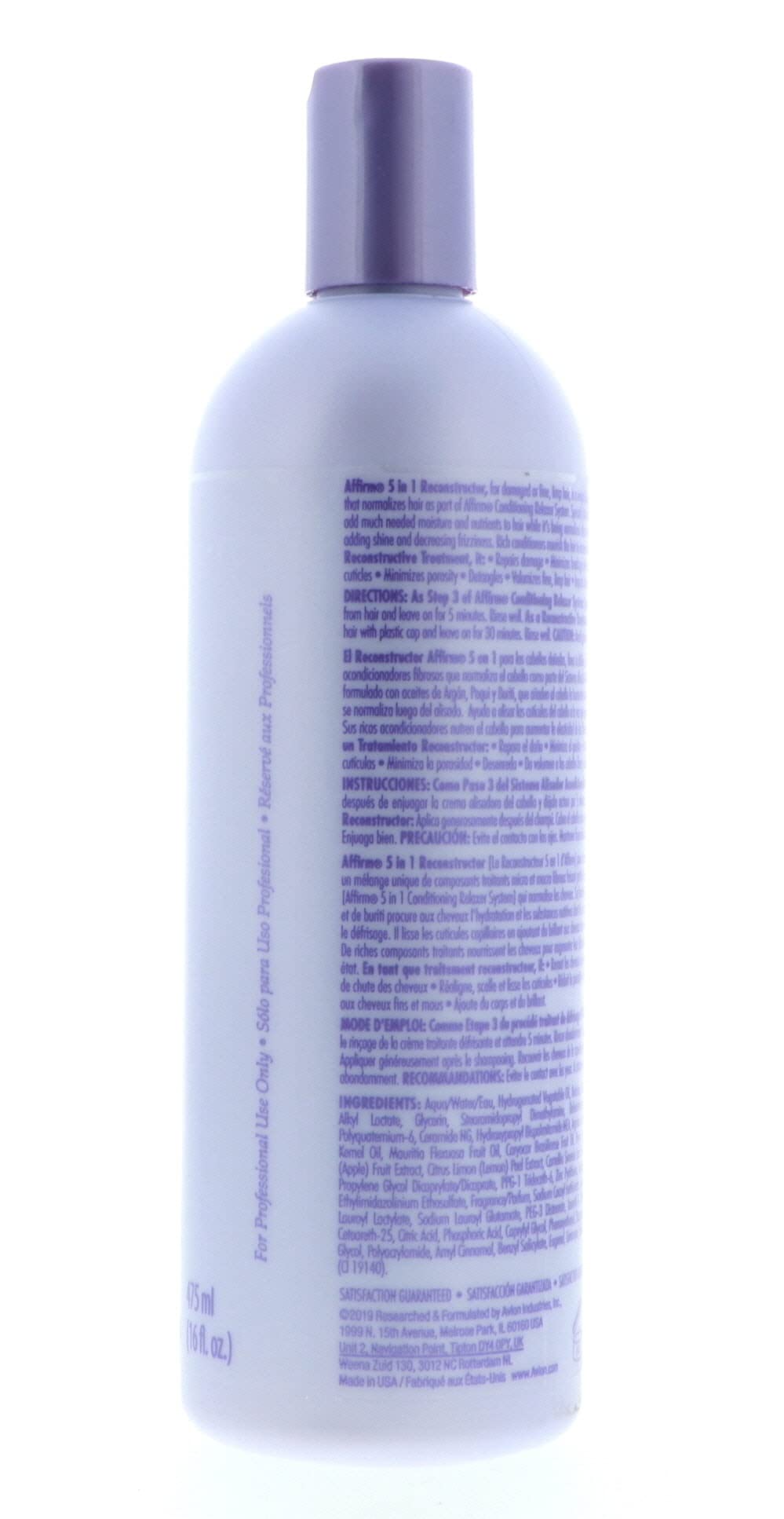 Avlon Affirm 5 In 1 Reconstructor after-relaxer rinse shows immediate conditioning step.