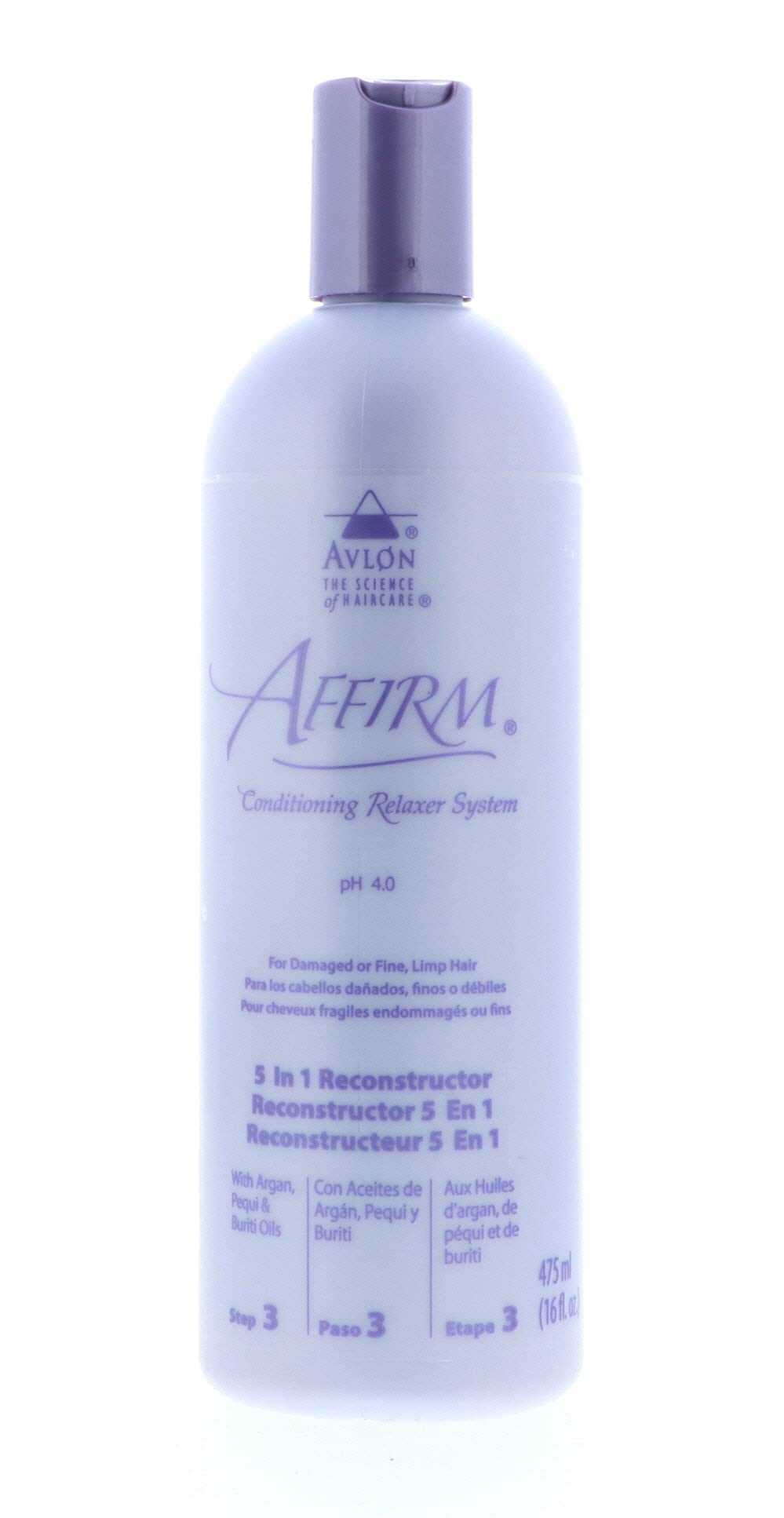 Avlon Affirm 5 In 1 Reconstructor bottle pour enables easy post-relaxer application.