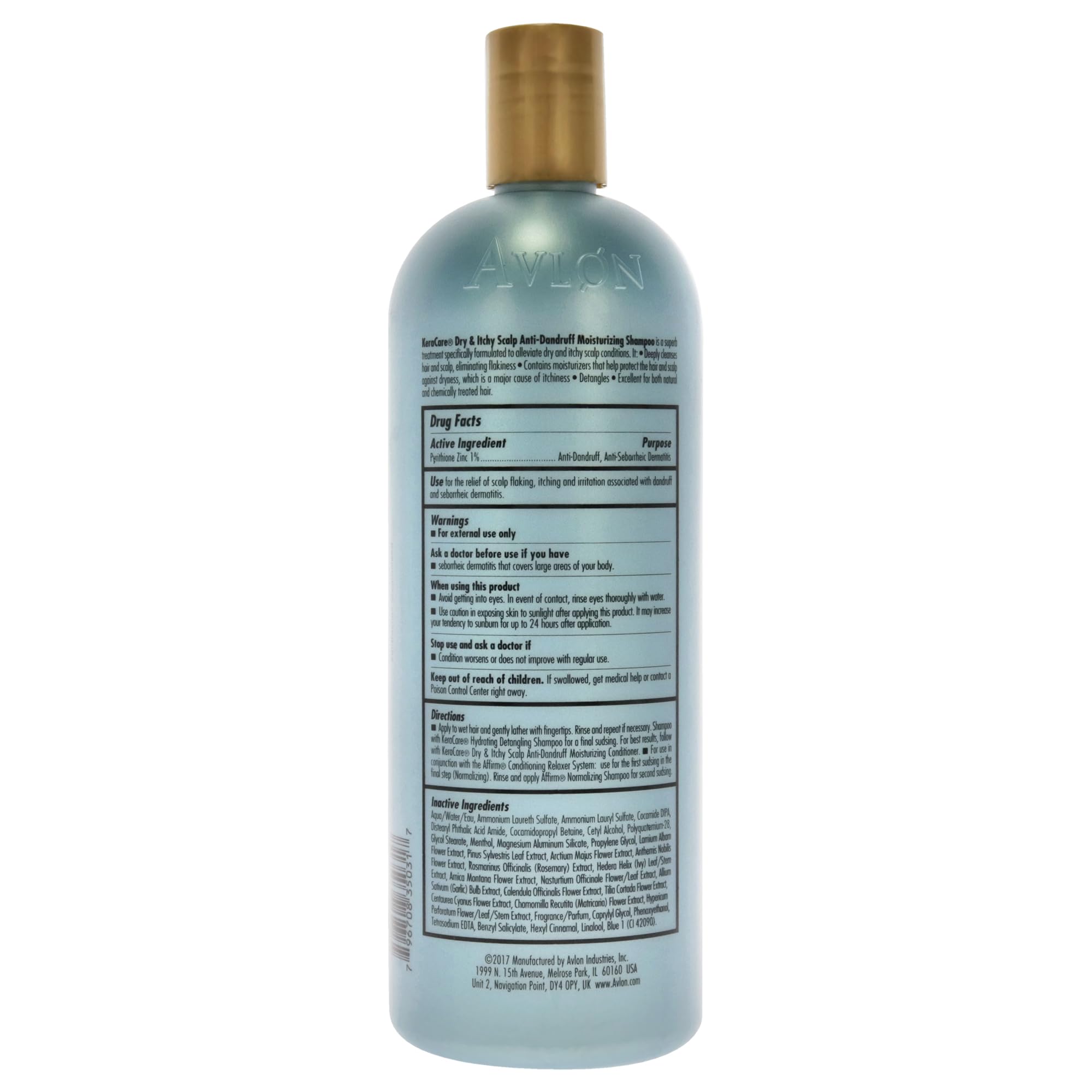 Avlon KeraCare bottle label shows unisex use and 32 oz size