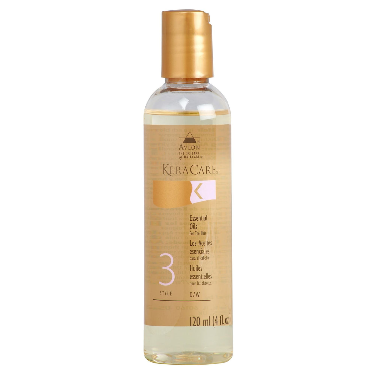 Avlon Keracare Essential Oils bottle for unisex use, 4 oz, daily hair care and shine.
