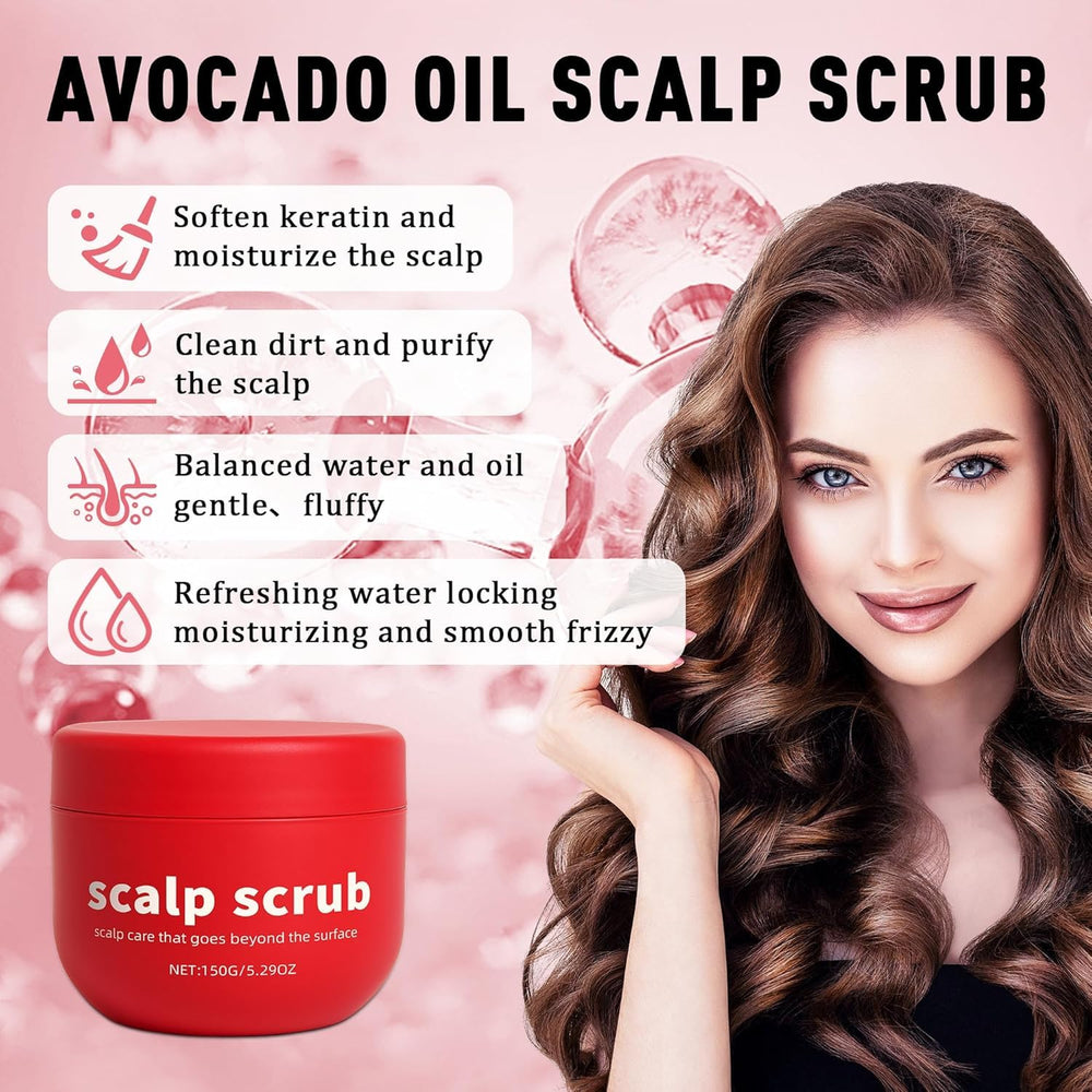 Avocado Oil Scalp Scrub grapeseed-extract-essence nourishes with vitamins for softer hair.