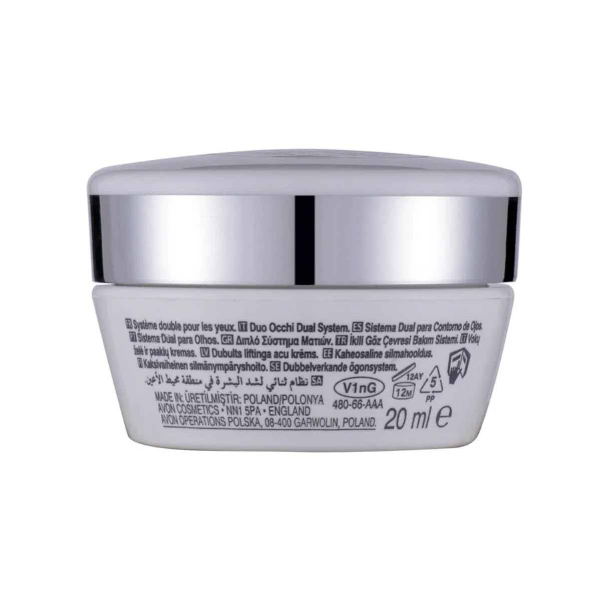 AVON ANEW Brightening Dual Eye System testing label confirms dermatologist and ophthalmologist safety