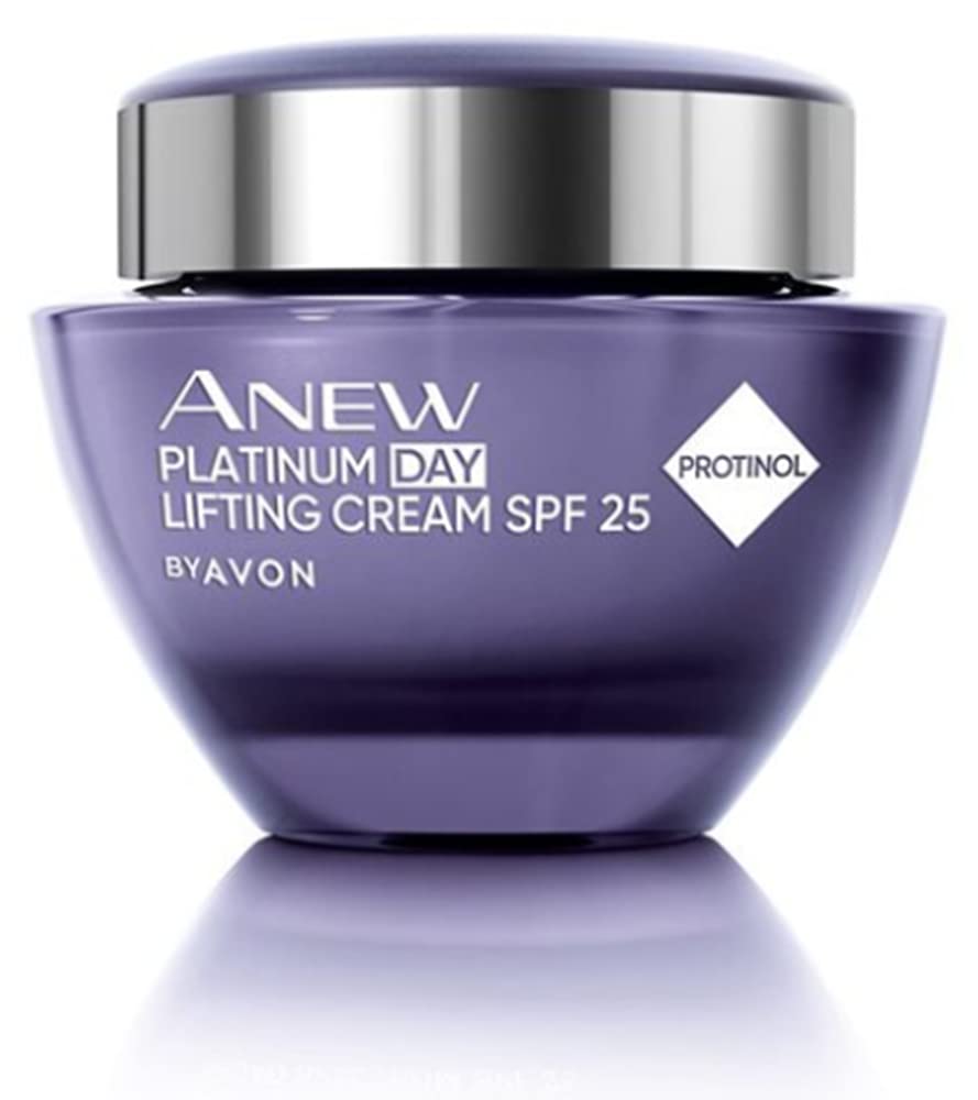 AVON Anew Platinum packaging box highlights premium design and Protinol technology.